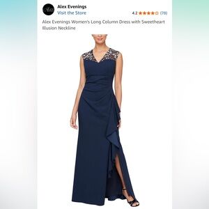 Mother of the Bride/Groom, Alex Evenings Blue Maxi Wrap Waist